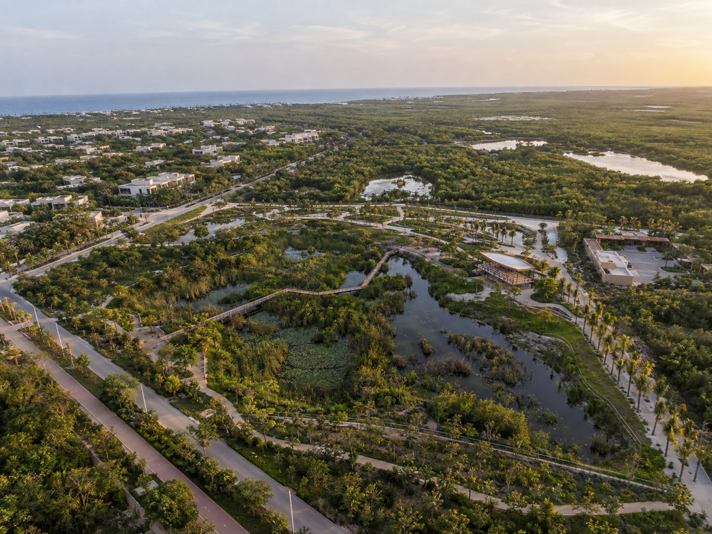 Ecological infrastructure integrating wetlands, access, development and restored landscape systems