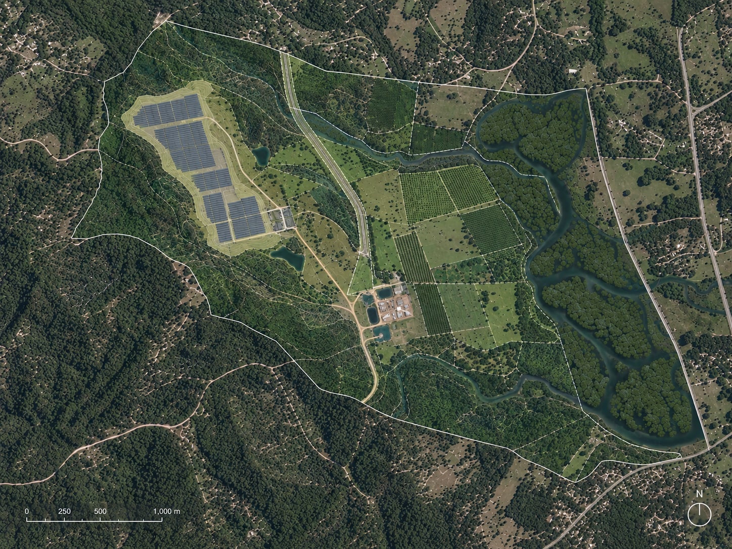 Renewable energy and infrastructure integrated with productive land and ecological systems